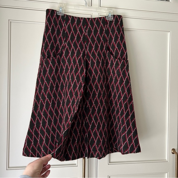 DVF Diane von Furstenberg Jacquard Inverted Pleat A-Line Printed Knit Skirt 2 - Picture 2 of 8